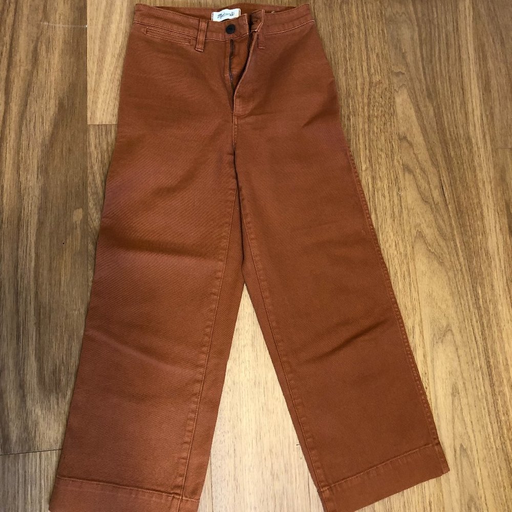 Burnt Orange Madewell wide leg crop jeans